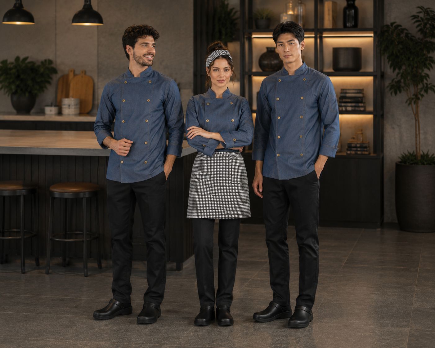 ARAS Café — premium asymmetric vests and tailored hospitality uniforms