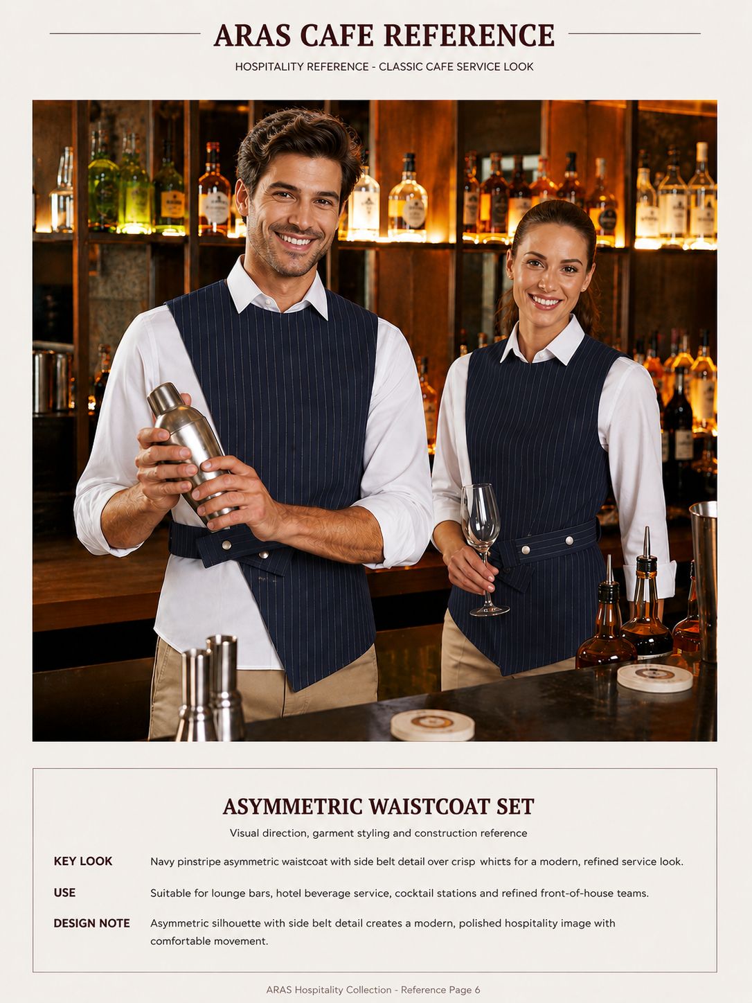 ARAS hospitality servers in orange aprons on a terrace