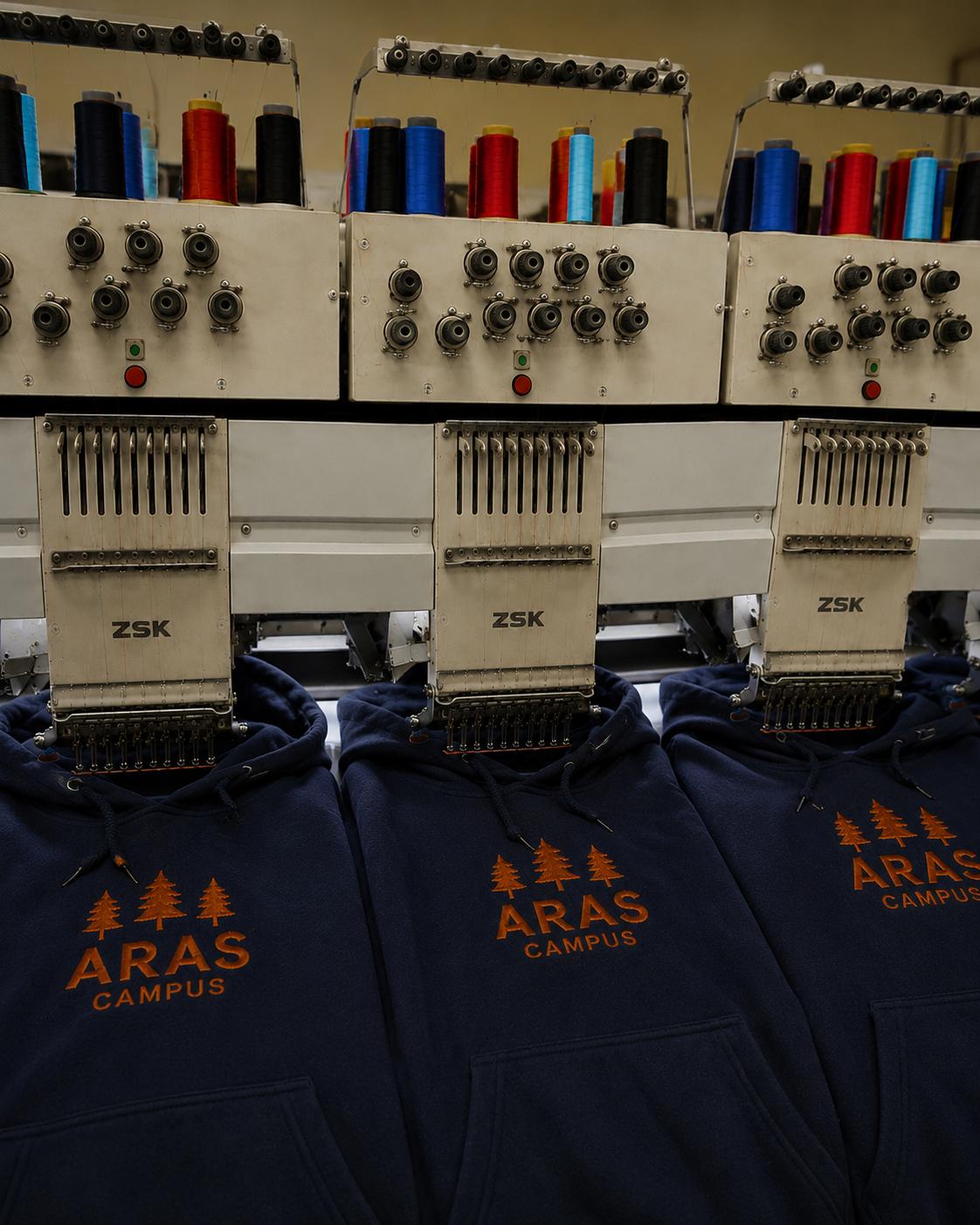 Embroidered in-house. Every garment finished by hand-tuned machines and inspected at every stage.